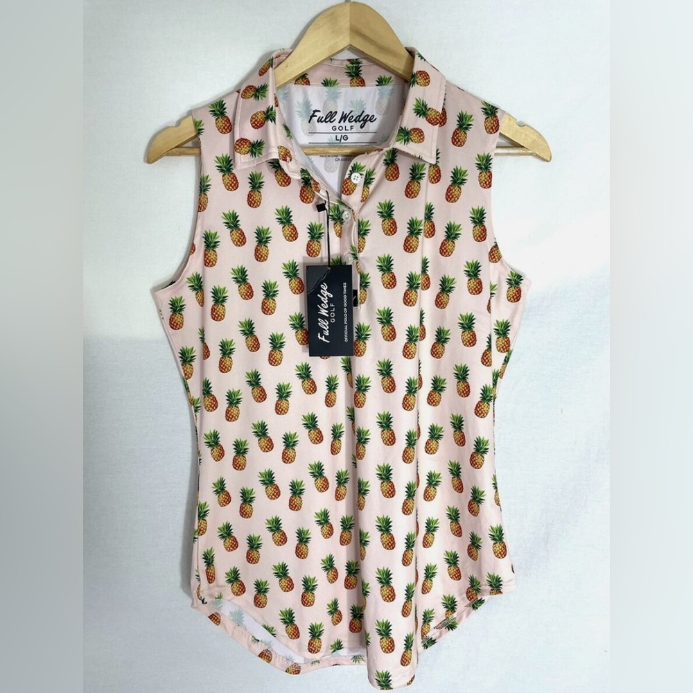 Full Wedge Pineapple 🍍 Theme Golf Shirt NWT